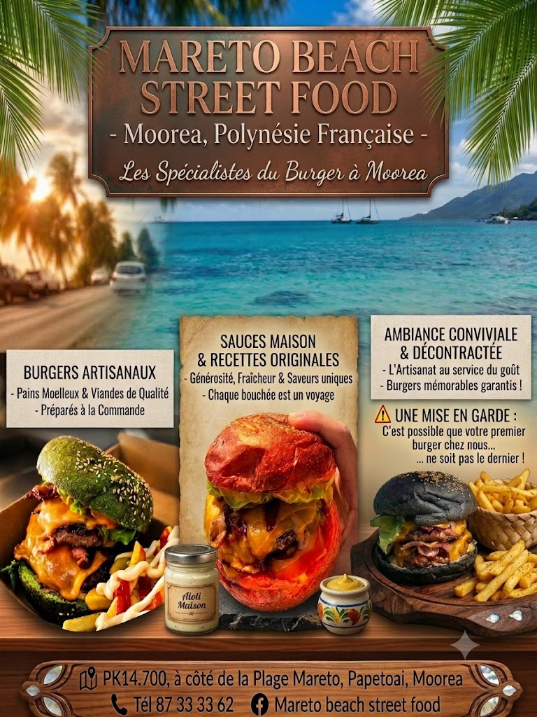 Mareto Beach Street Food – Les spécialistes du burger à Moorea